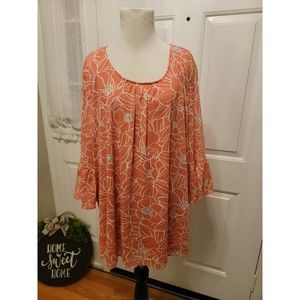 Catherines 2X Peach Lined Top with Bell Sleeves